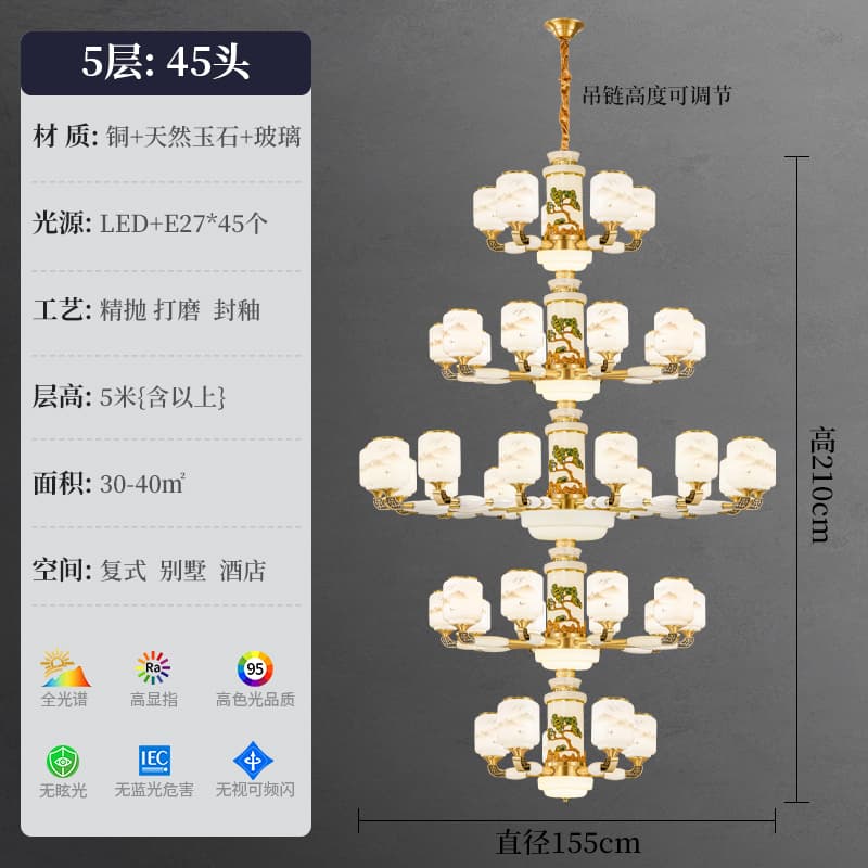8877-5+10+15+10+5 Chụp đèn phong cảnh sơn thủy