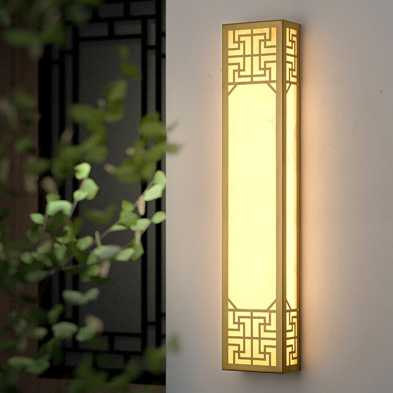 Panlabas na Waterproof - Lahat Tanso + Pekeng Marmol - 6029 Wall Lamp — tingnan ang 1