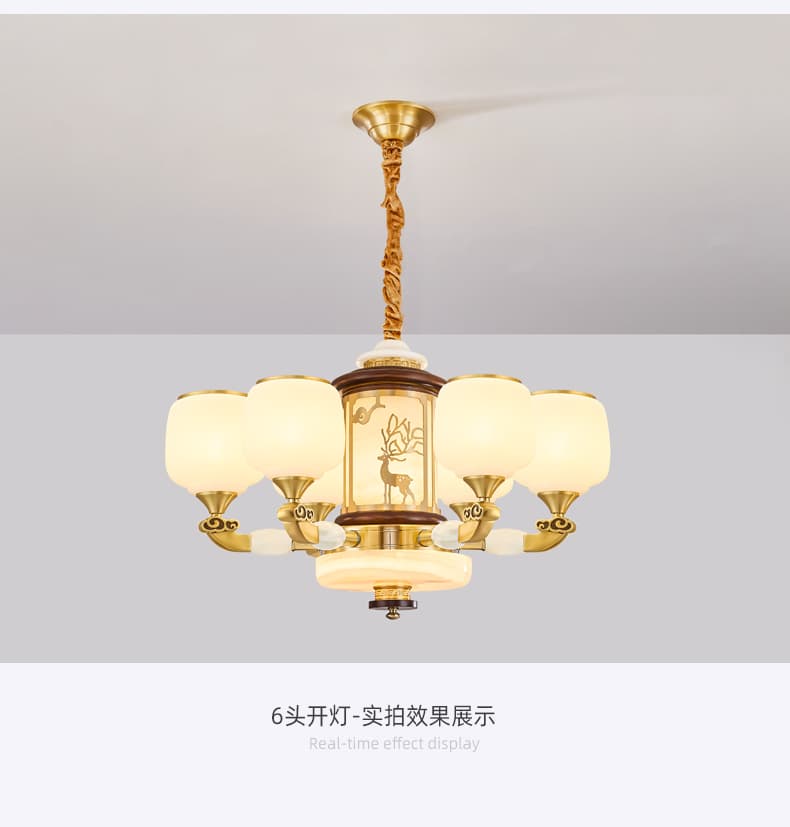 8858铜+玉石吊灯