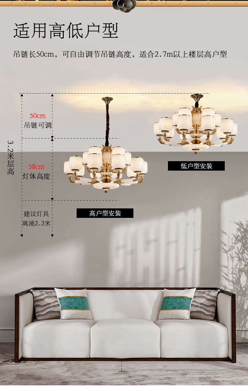 Đồng + đèn chùm chụp đèn thủy tinh