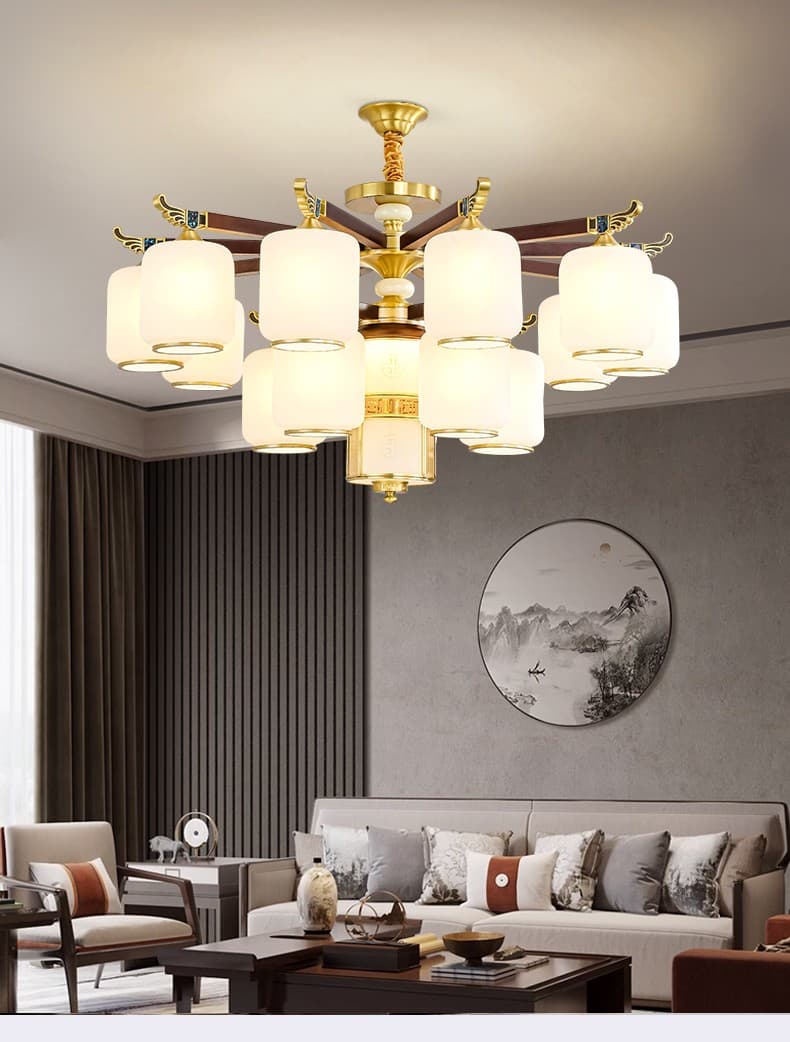 8818 Copper + Wood Fan Light