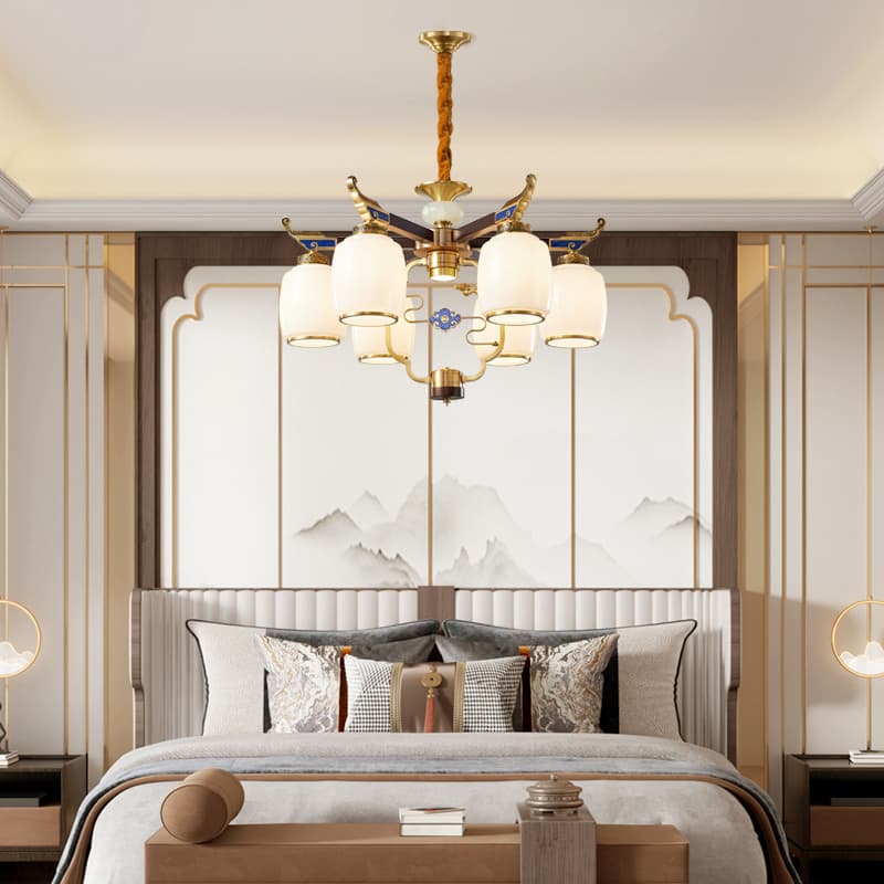 WT1038- tanso + salamin na lampshade chandelier — tingnan ang 1