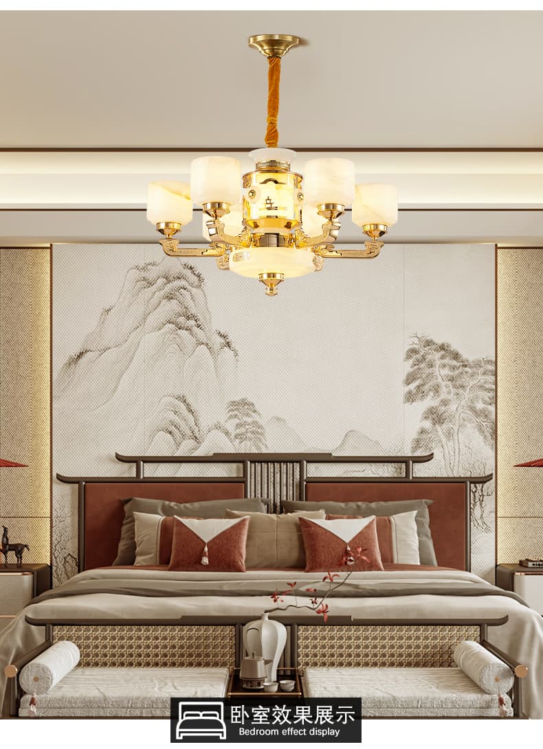 WT1050- tanso + natural na Afghan jade lampshade chandelier