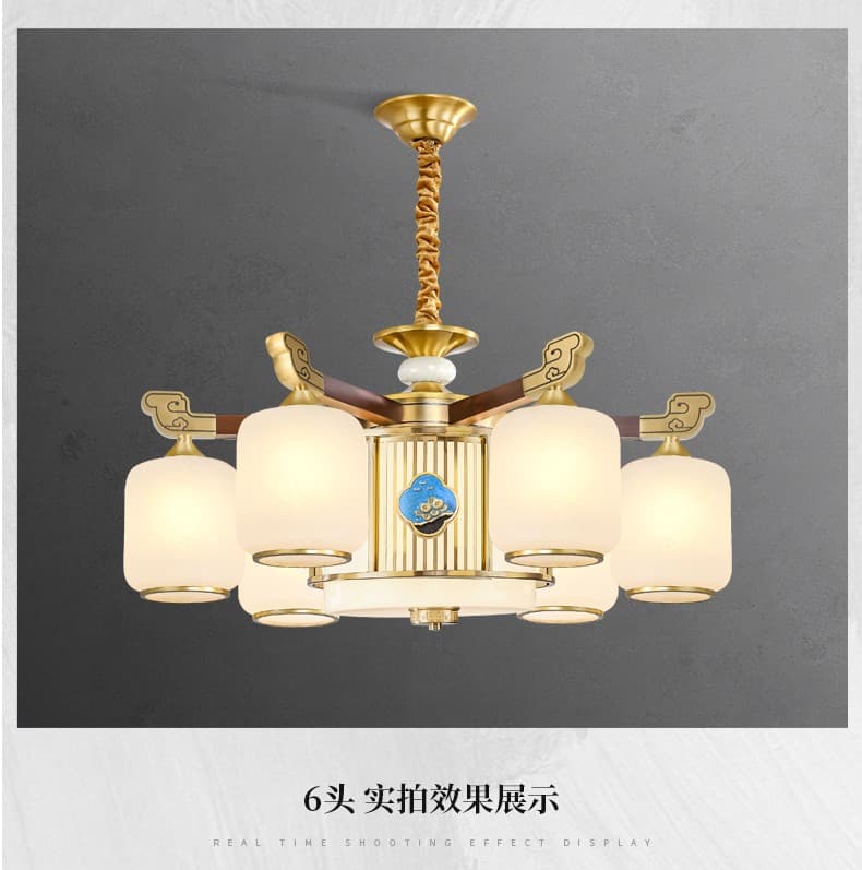 8894 đèn chùm bằng đồng + gỗ