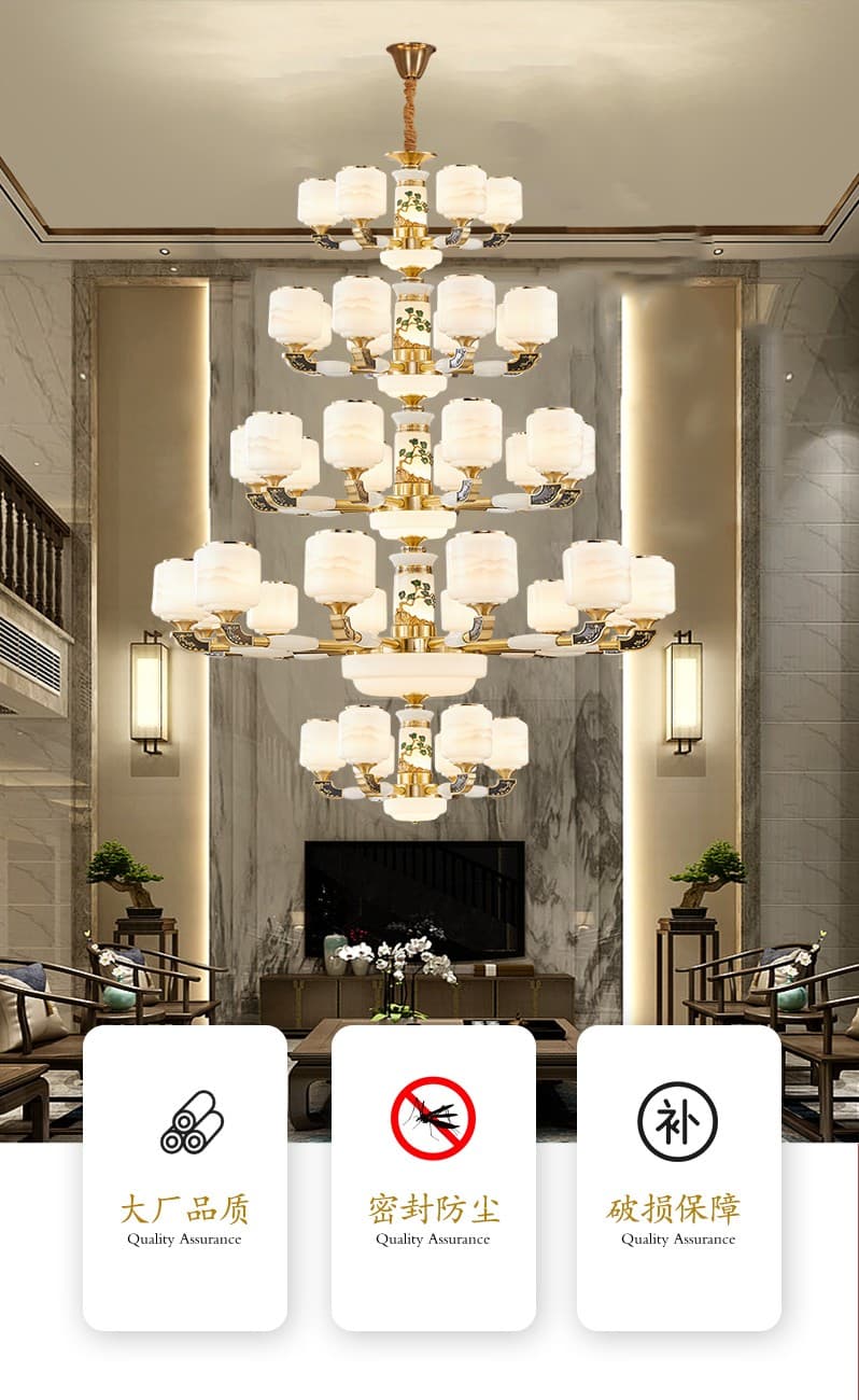 XQH-Tanso+Bato ng Jade malaking chandelier ng villa