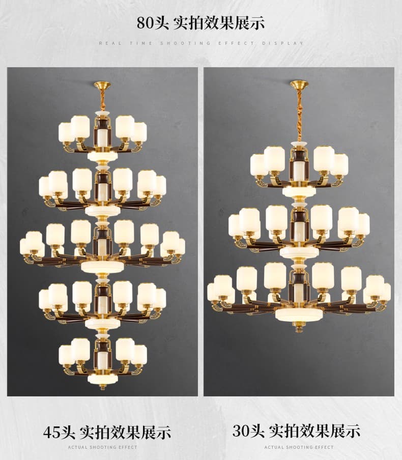 8893 đèn chùm bằng đồng + gỗ
