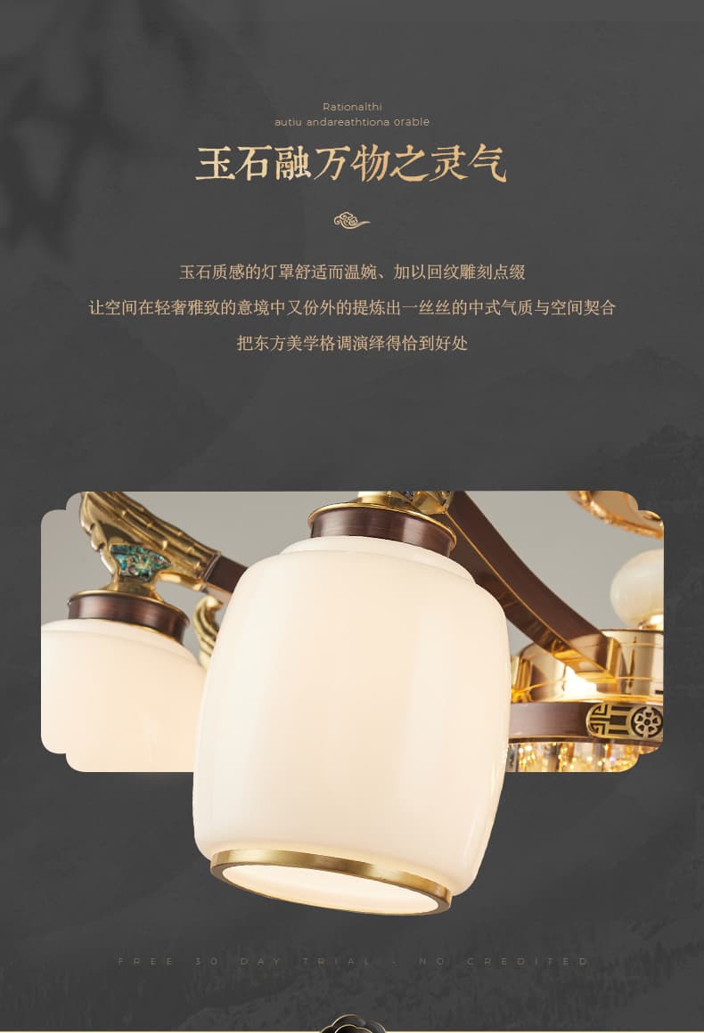 WT-đồng + chao đèn thủy tinh đèn chùm