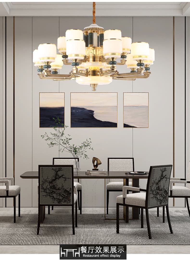 WT1055- tanso + salamin na lampshade chandelier