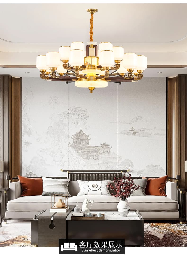 WT1052- tanso + salamin na lampshade chandelier