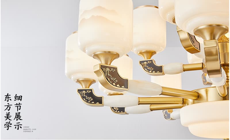 XQH-Tanso+Bato ng Jade malaking chandelier ng villa