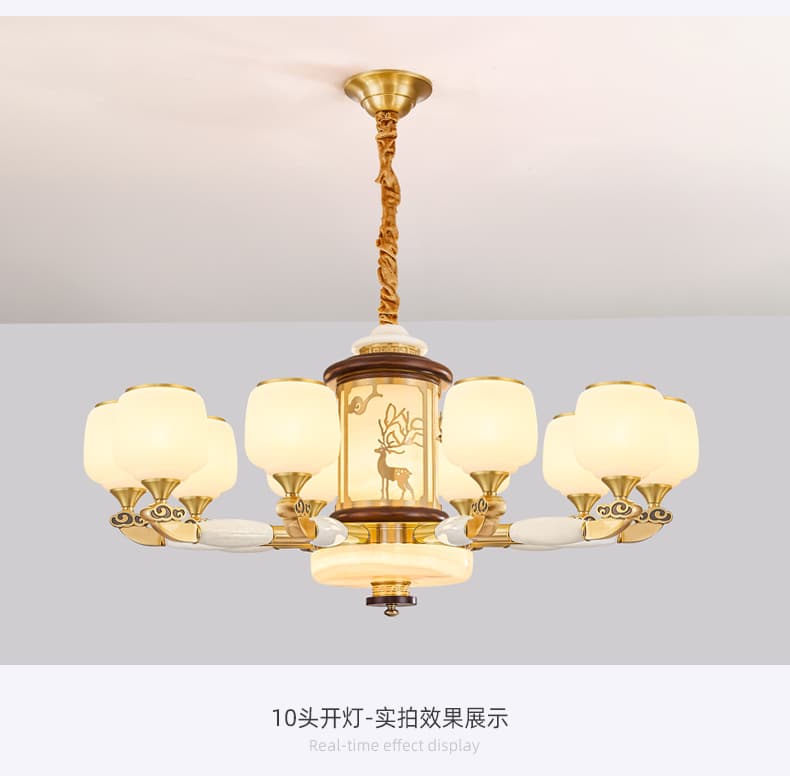 8858铜+玉石吊灯