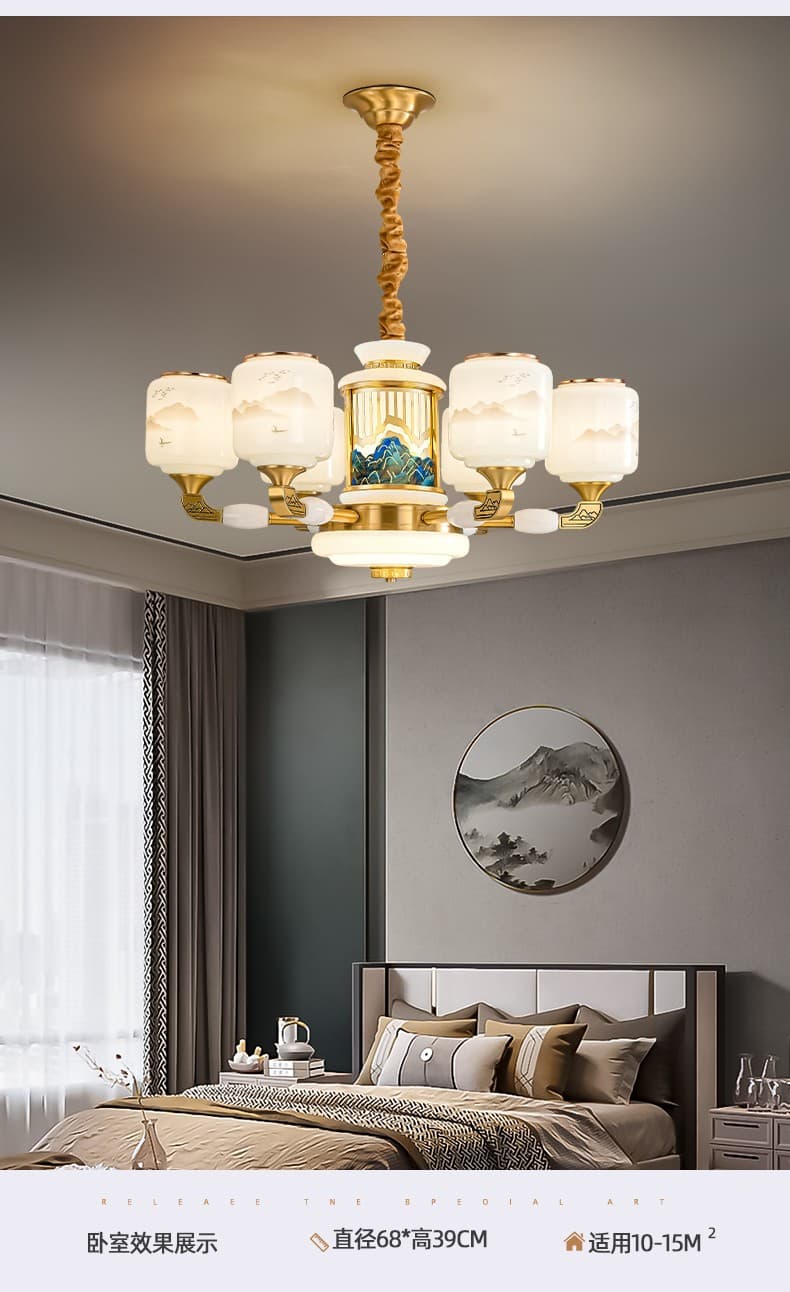 596 Copper + Jade Chandelier