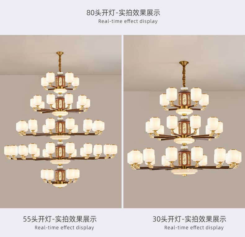 8850 đèn chùm đồng + gỗ đỏ
