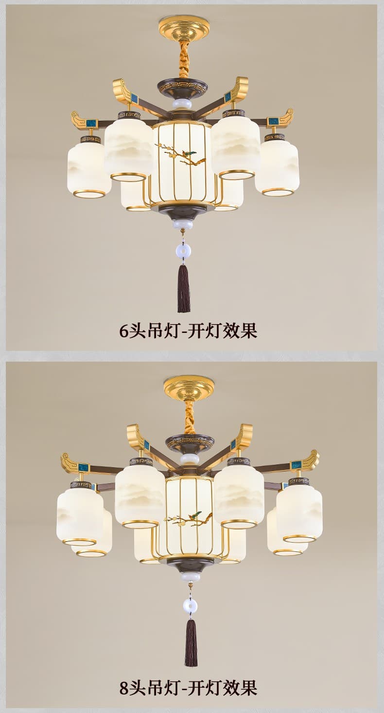 Iron Art Chandelier-Zinc Alloy + Glass Lampshade