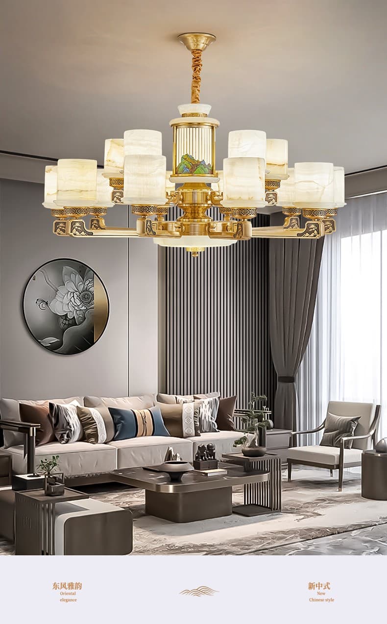 8853 Copper + Afghan Jade Chandelier
