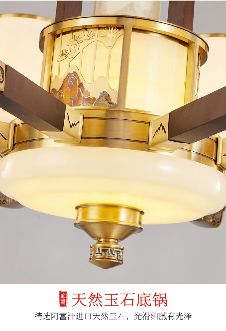 WT1052- tanso + salamin na lampshade chandelier