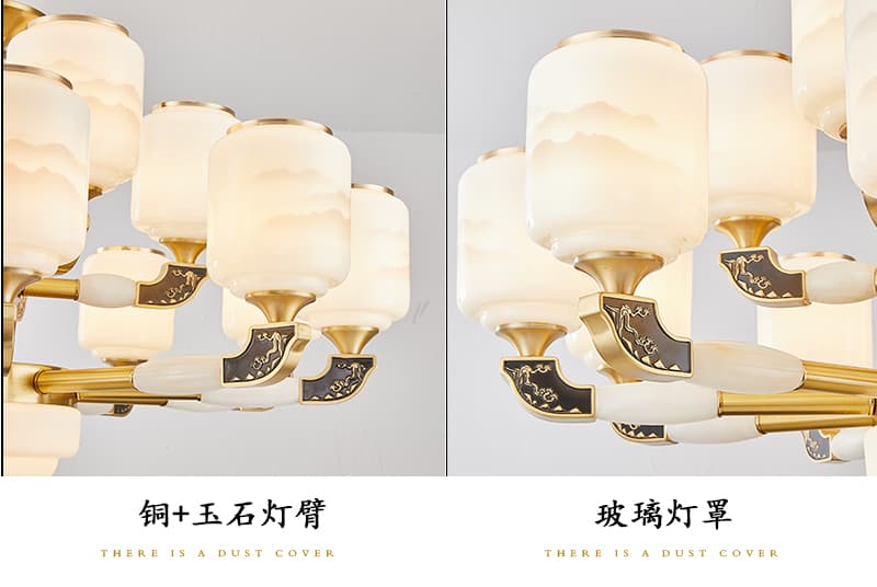 XQH-Tanso+Bato ng Jade malaking chandelier ng villa