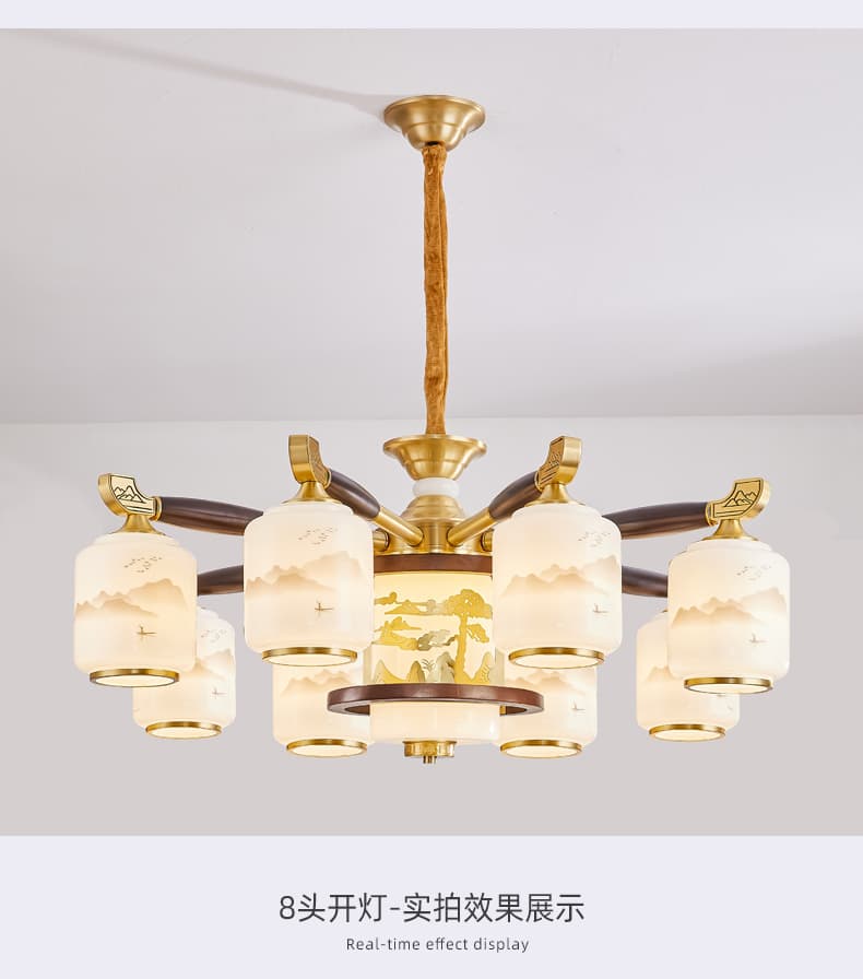 565銅+紅木吊り灯