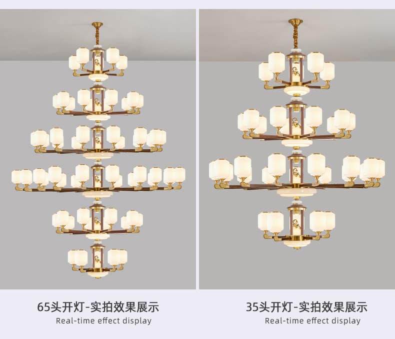8856 đèn chùm đồng + gỗ hồng mộc