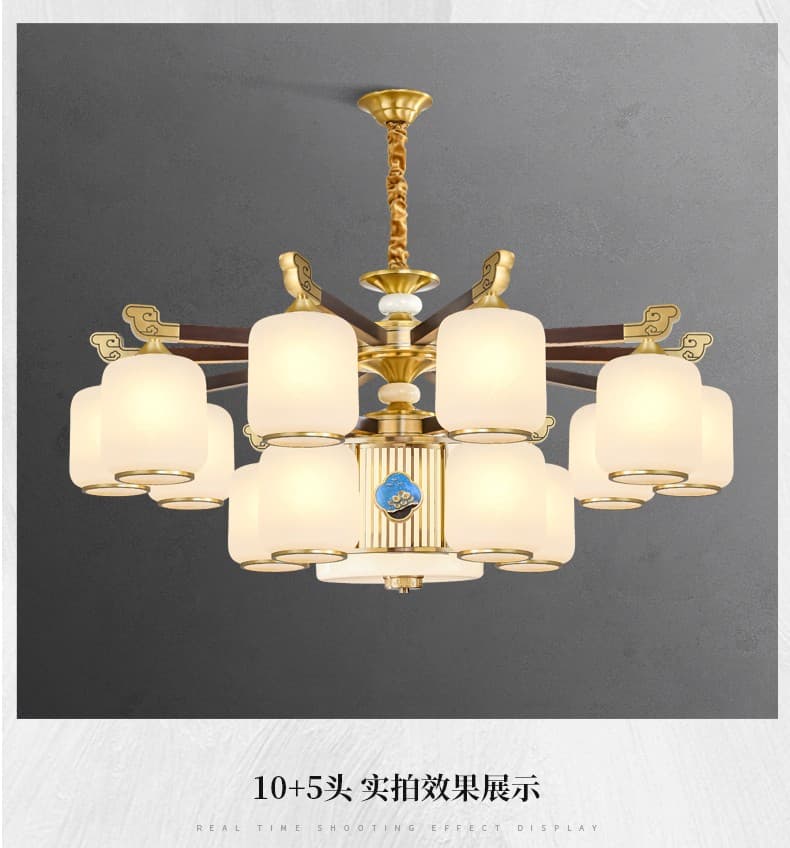 8894 đèn chùm bằng đồng + gỗ