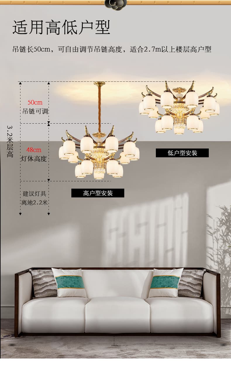WT-đồng + chao đèn thủy tinh đèn chùm