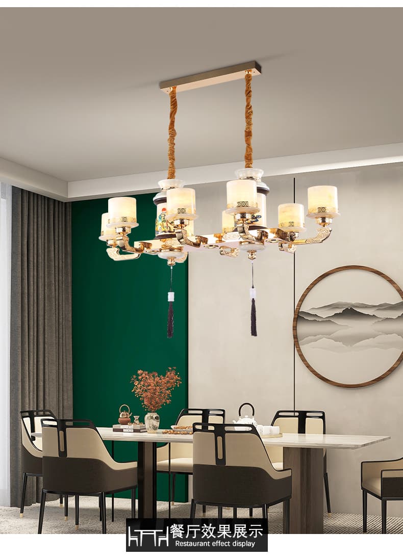 WT1057- tanso + natural na Afghan jade lampshade chandelier