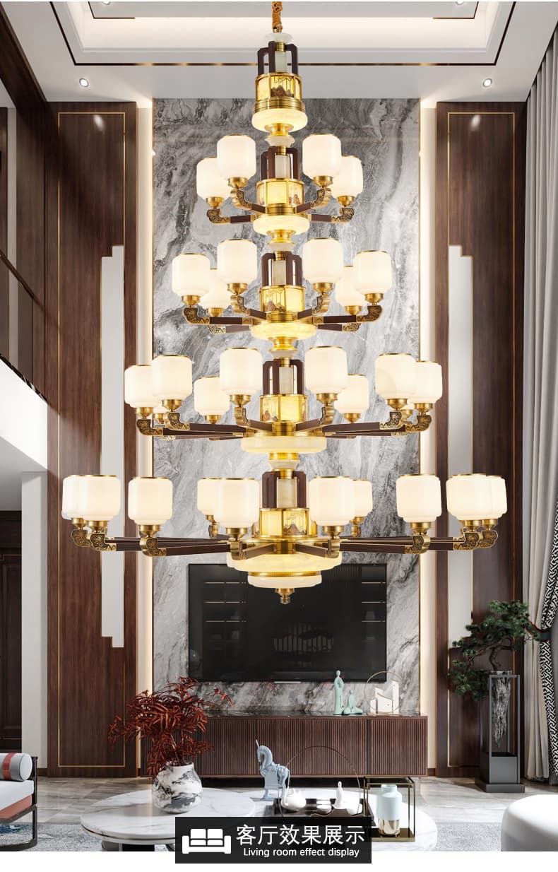 WT1052- tanso + salamin na lampshade chandelier