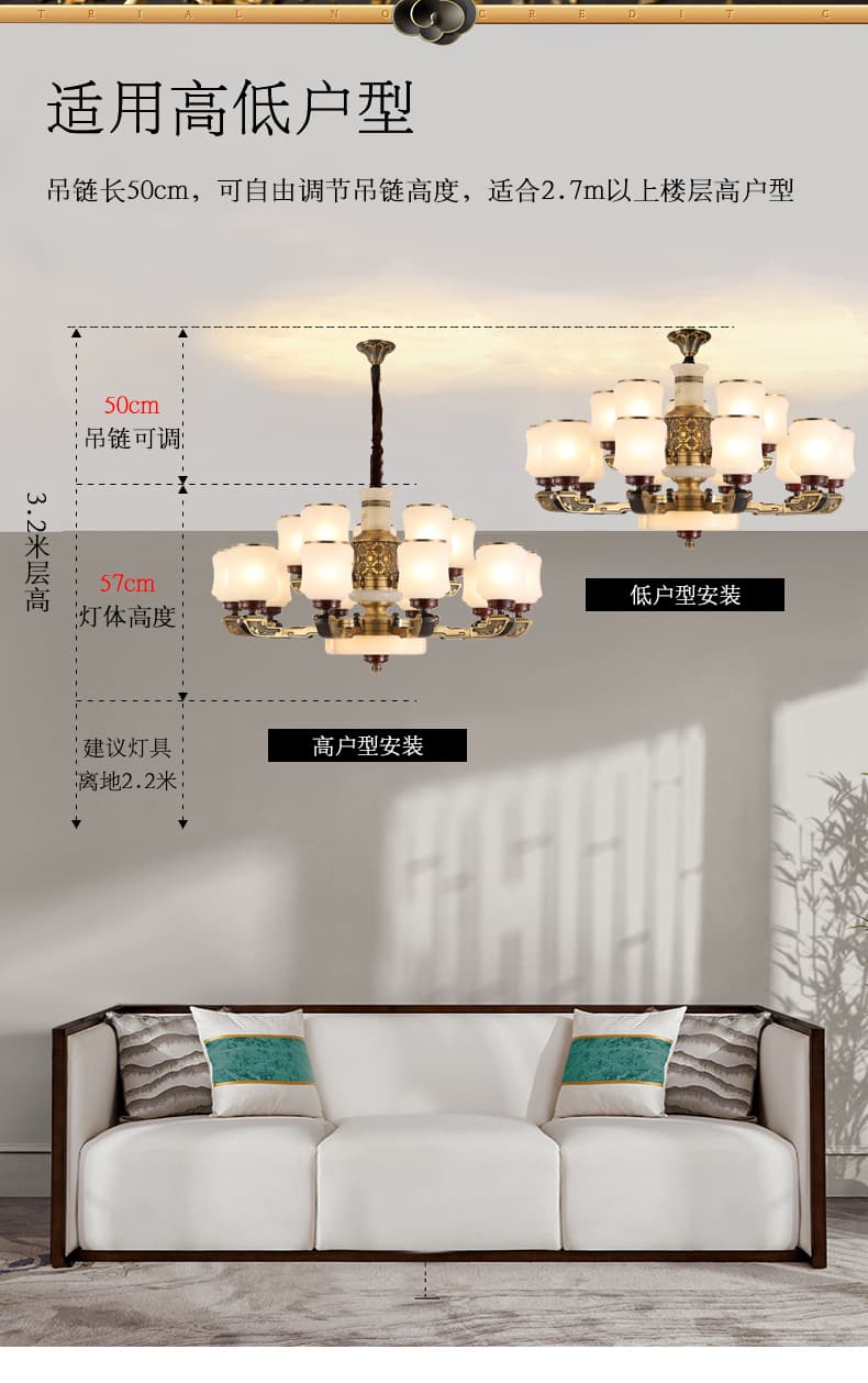 WT-đồng + chao đèn thủy tinh đèn chùm
