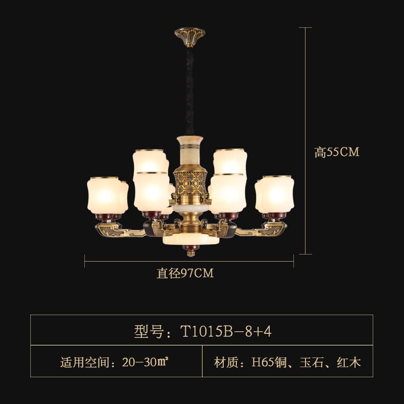 T1015-8+4 chụp đèn thủy tinh