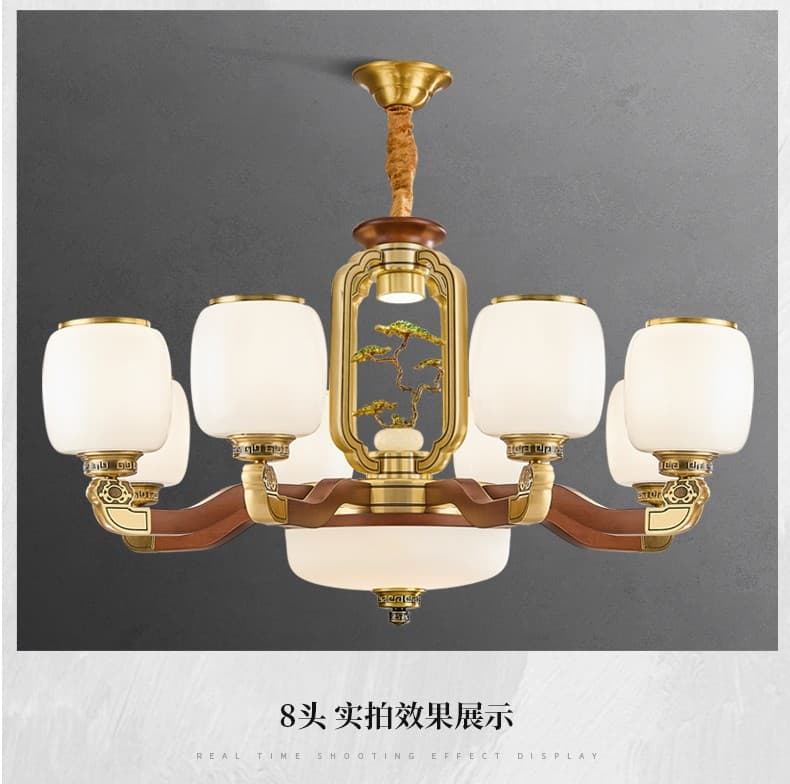 8312 Copper + Wood Chandelier