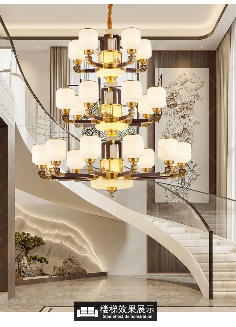 WT1052- tanso + salamin na lampshade chandelier