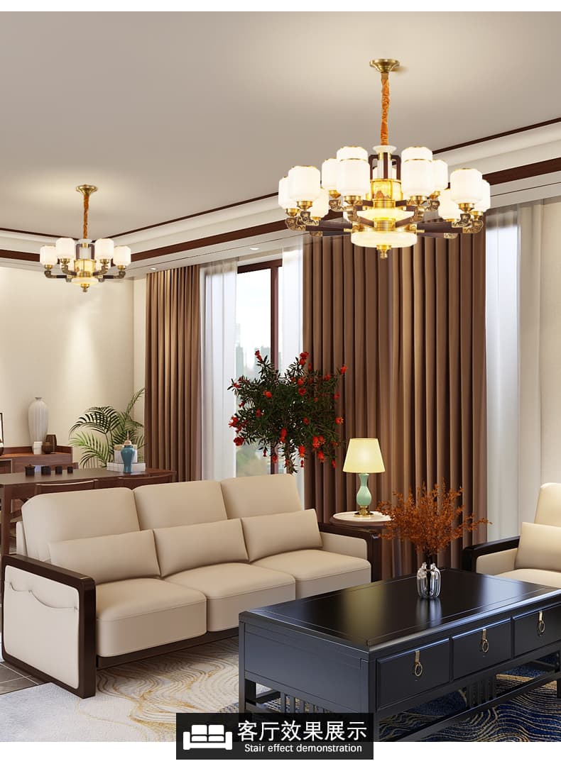 WT1052- tanso + salamin na lampshade chandelier