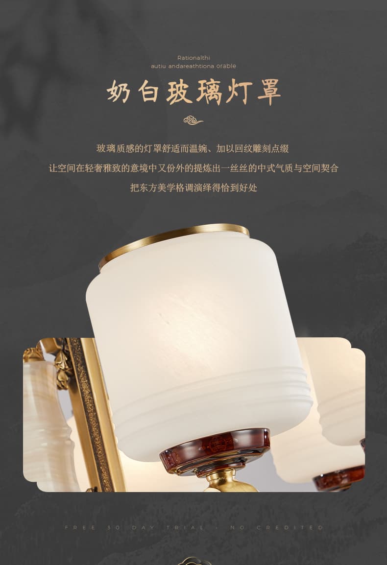 Đồng + đèn chùm chụp đèn thủy tinh