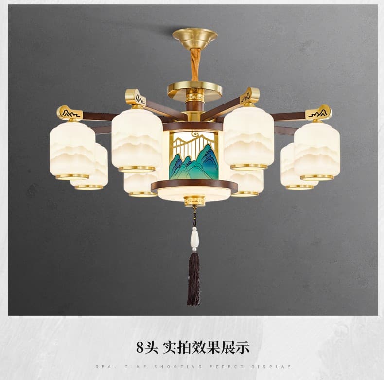 8310 Copper + Wood Chandelier