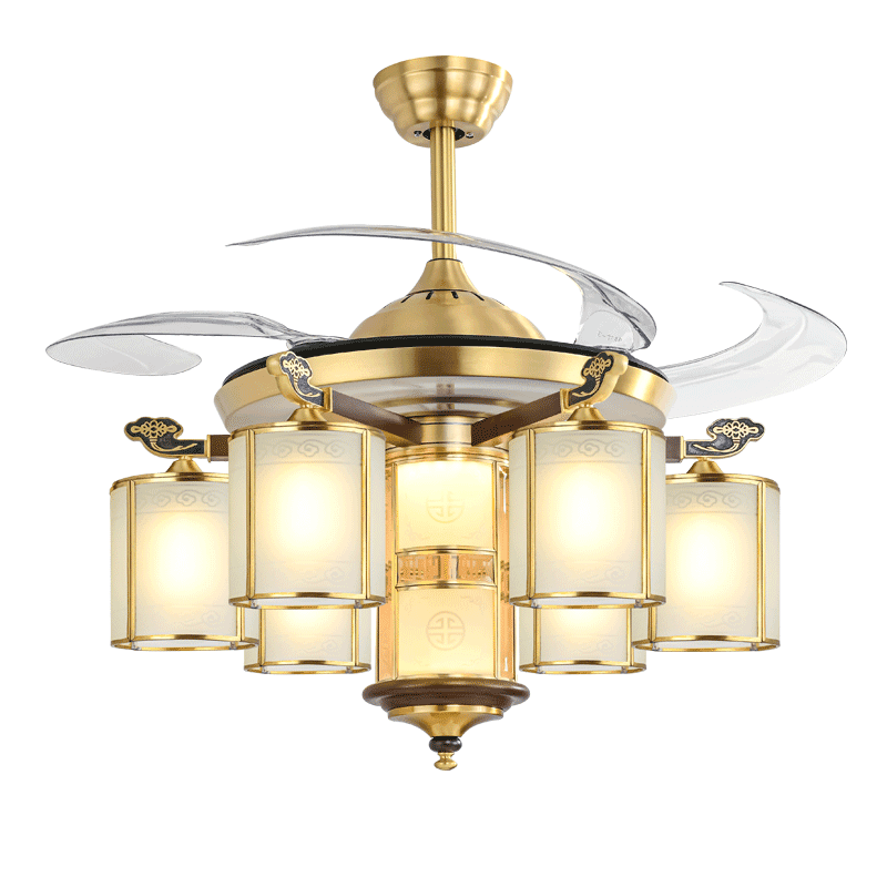 8819 Copper + Wood Fan Light