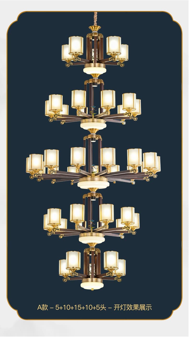 Tanso+mahogany chandelier