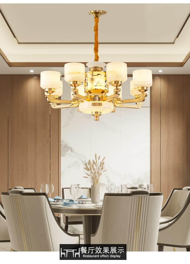 WT1050- tanso + natural na Afghan jade lampshade chandelier