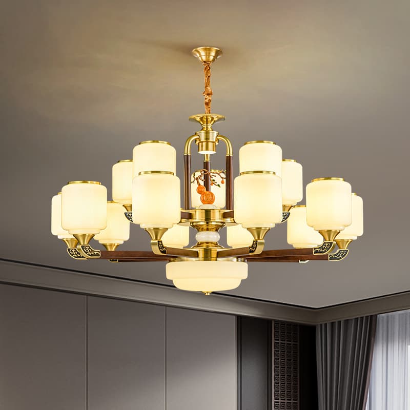 8865 đèn chùm đồng + gỗ — xem 1