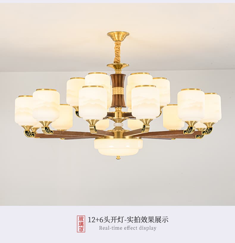 8826 동+홍목 샹들리에