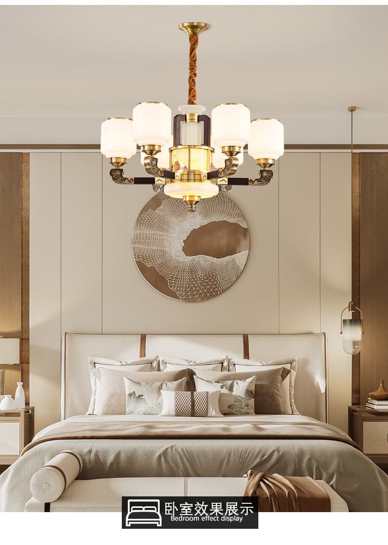 WT1052- tanso + salamin na lampshade chandelier