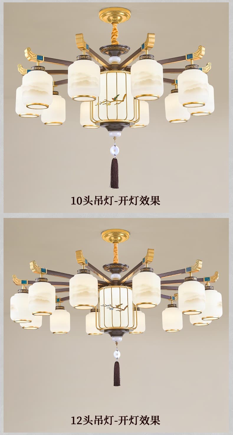 Iron Art Chandelier-Zinc Alloy + Glass Lampshade