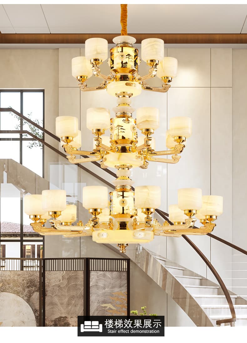 WT1050- tanso + natural na Afghan jade lampshade chandelier