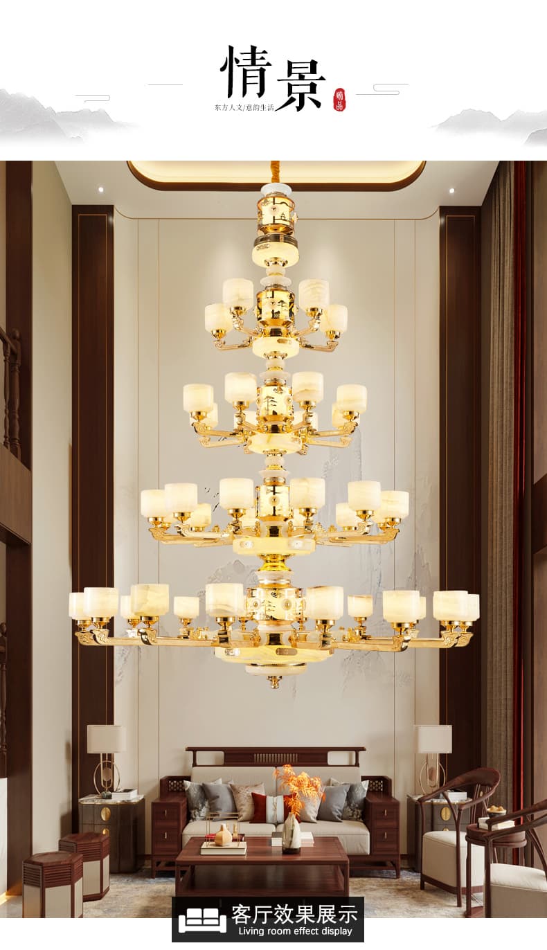 WT1050- tanso + natural na Afghan jade lampshade chandelier