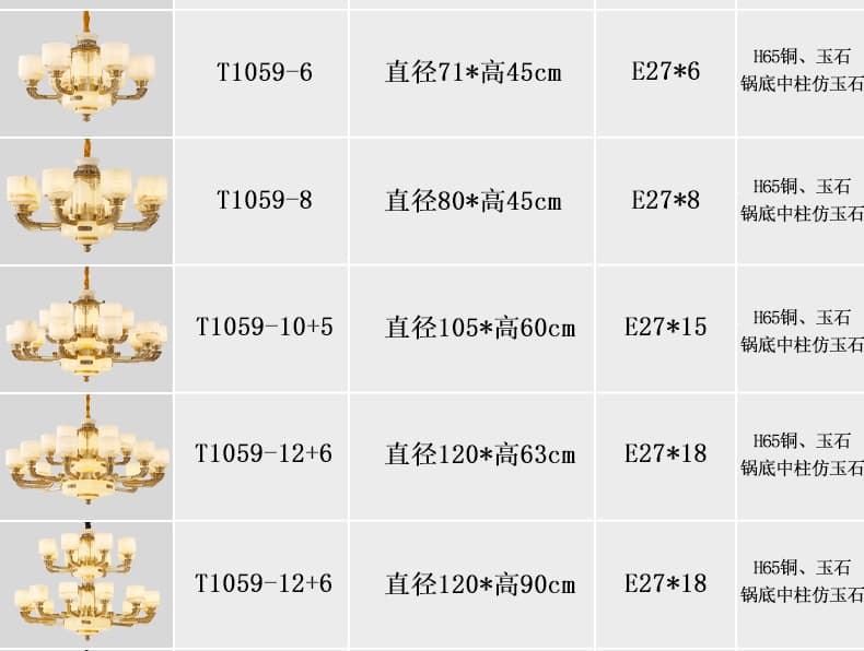WT1059-금+천연 아프가니스탄 옥 갓 샹들리에