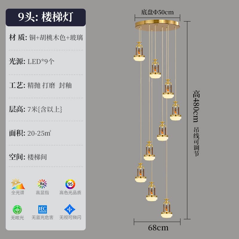 8865-9 Head Stair Middle Pillar Style (Copper Plate)