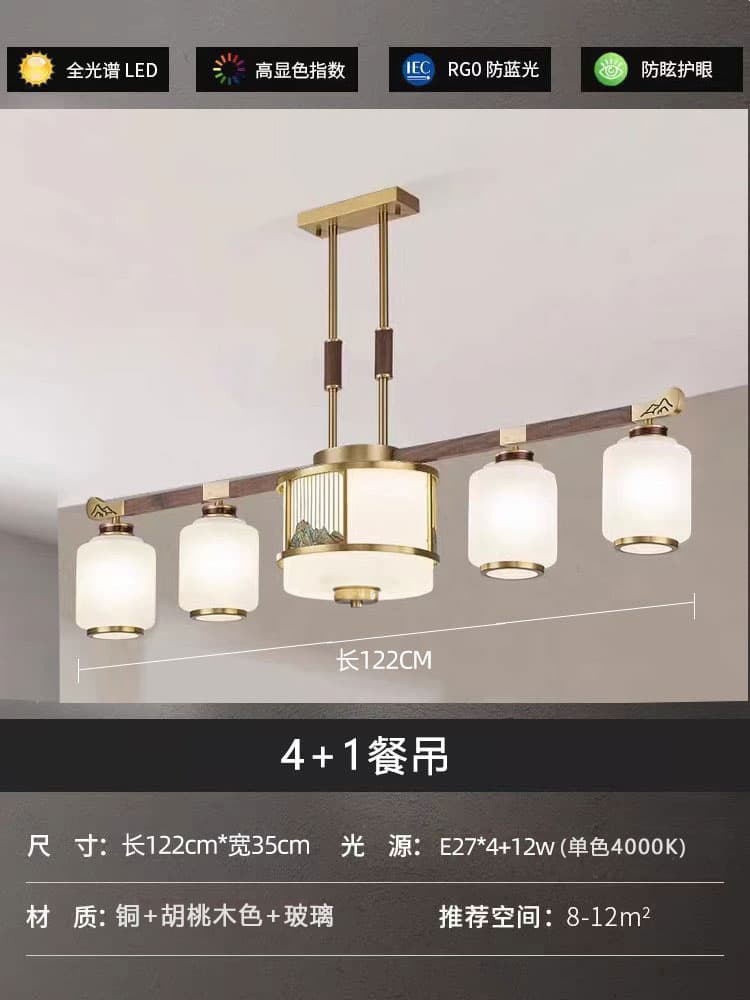 8835-4+1 Đèn treo bàn ăn chụp đèn thủy tinh